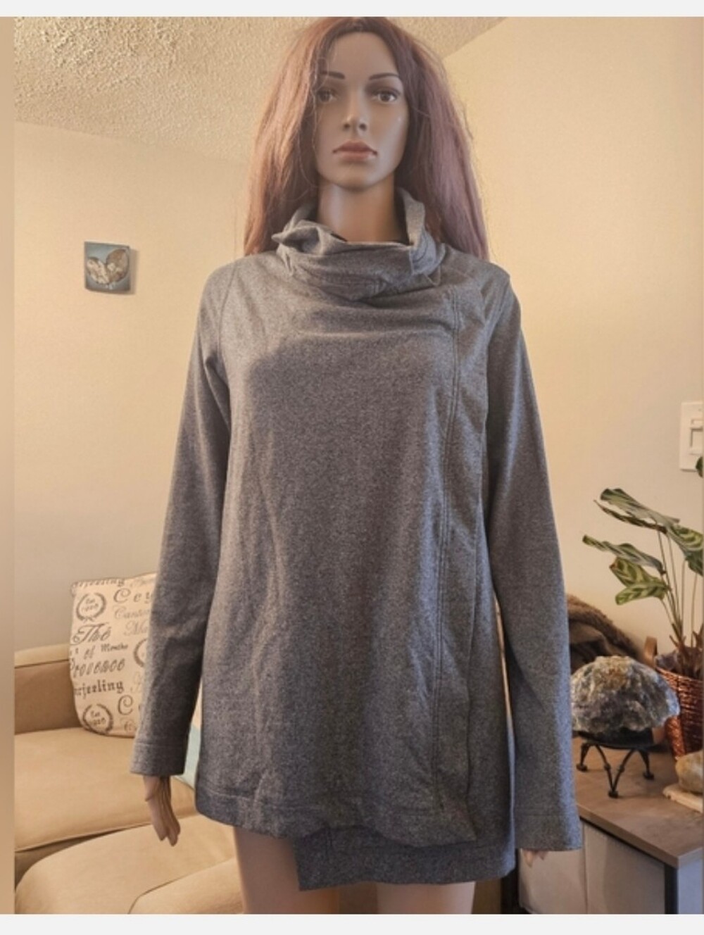 Lululemon Savasana Heather Gray Cowl Neck Cardigan Wrap Jacket